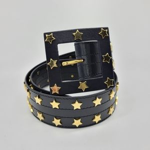 Escada Black and Gold Star Studded Belt